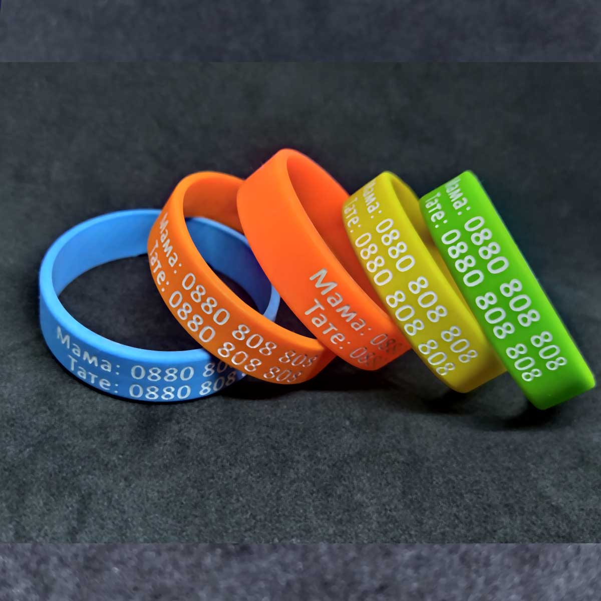 Children silicone bracelets with phone numbers custom text Liratech Europe