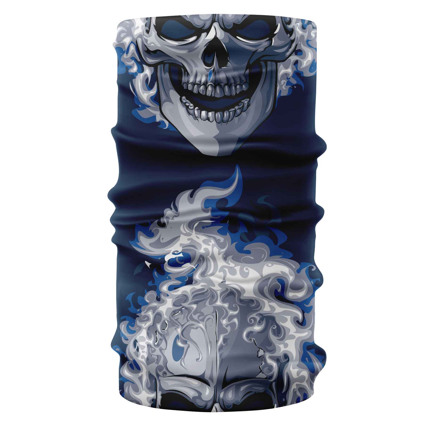 blue fire skull pattern bandana buff- liratech.eu