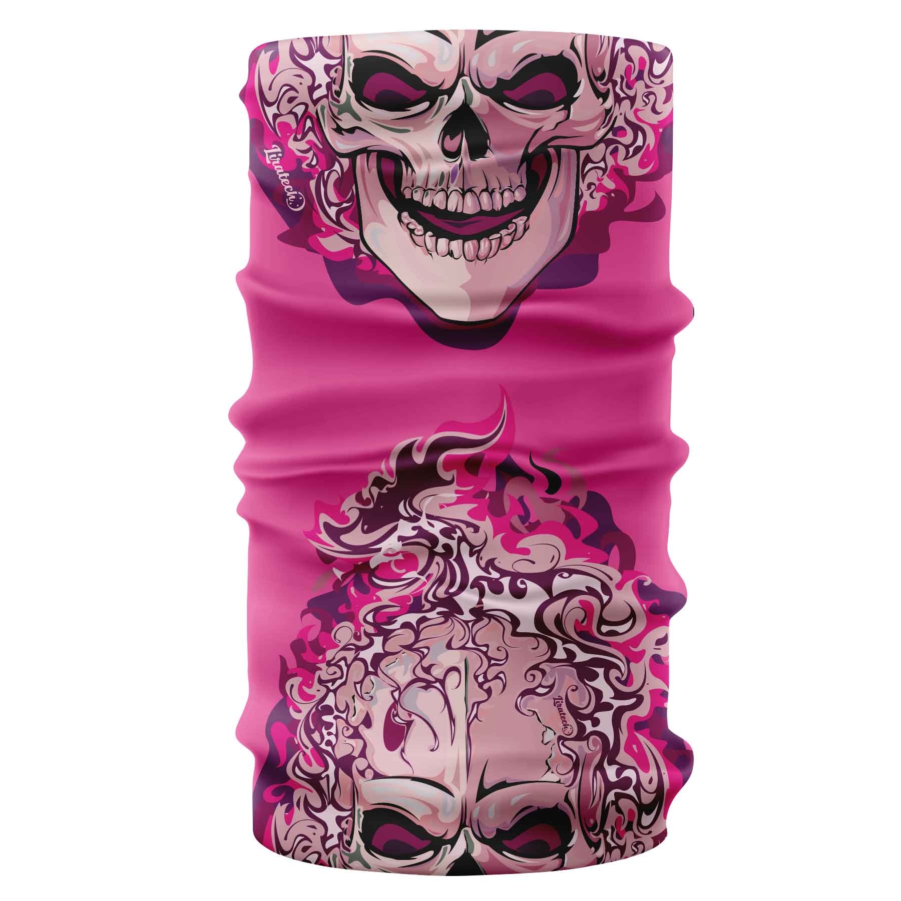 pink fire skull pattern bandana buff- liratech.eu