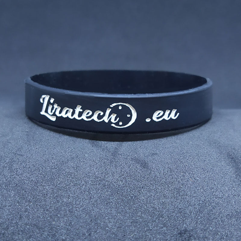 Bracelets with embossed color filled inscription on request