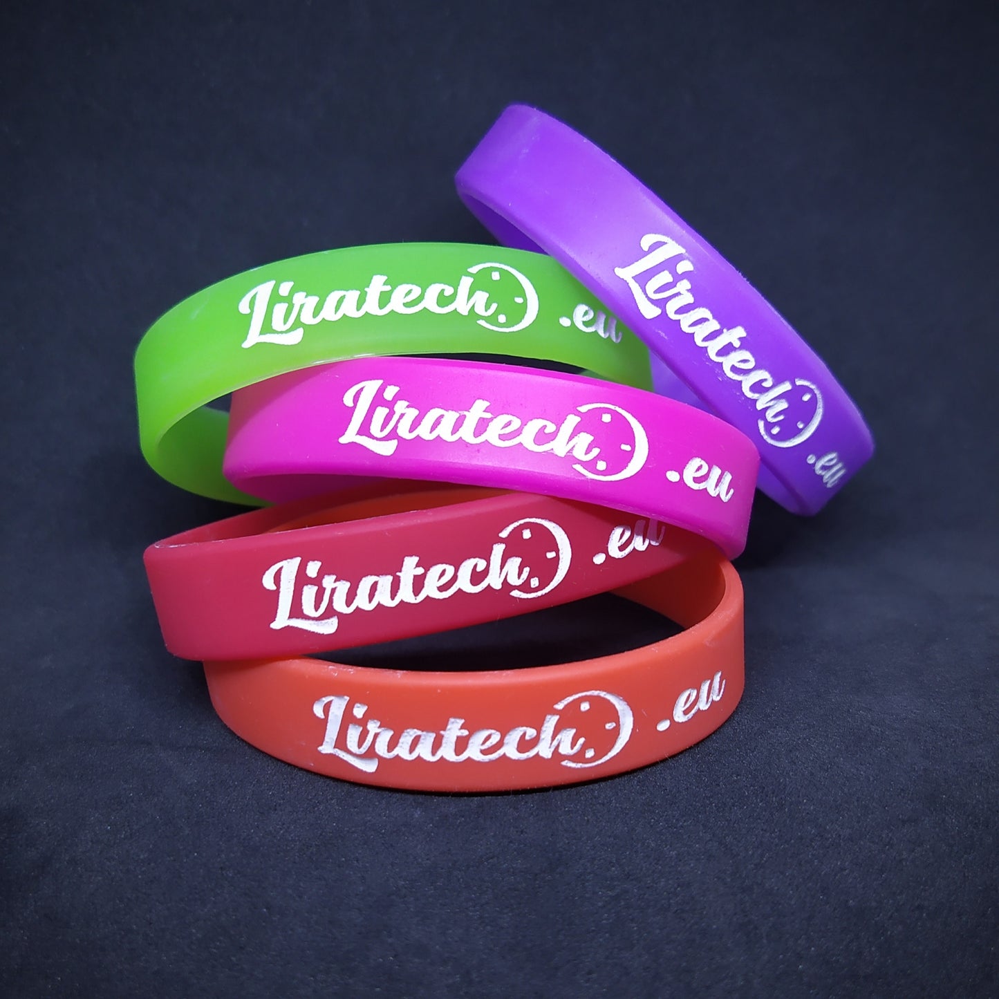 Bracelets with embossed color filled inscription on request