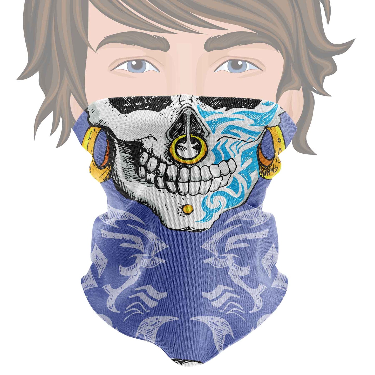 "Pirate skull" purple pattern bandana, buff- liratech.eu